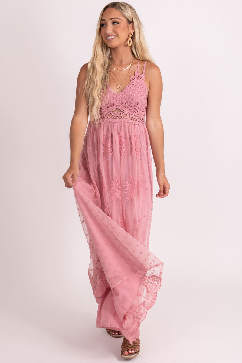 boutique pink women's maxi dress