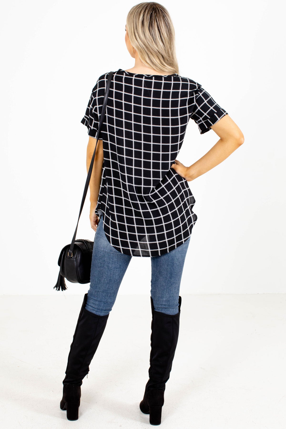 Checkered Pattern Boutique Blouse for Women