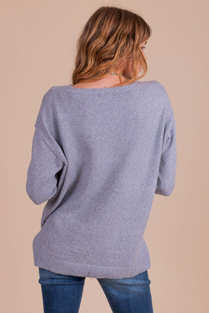 women's light gray knit sweater