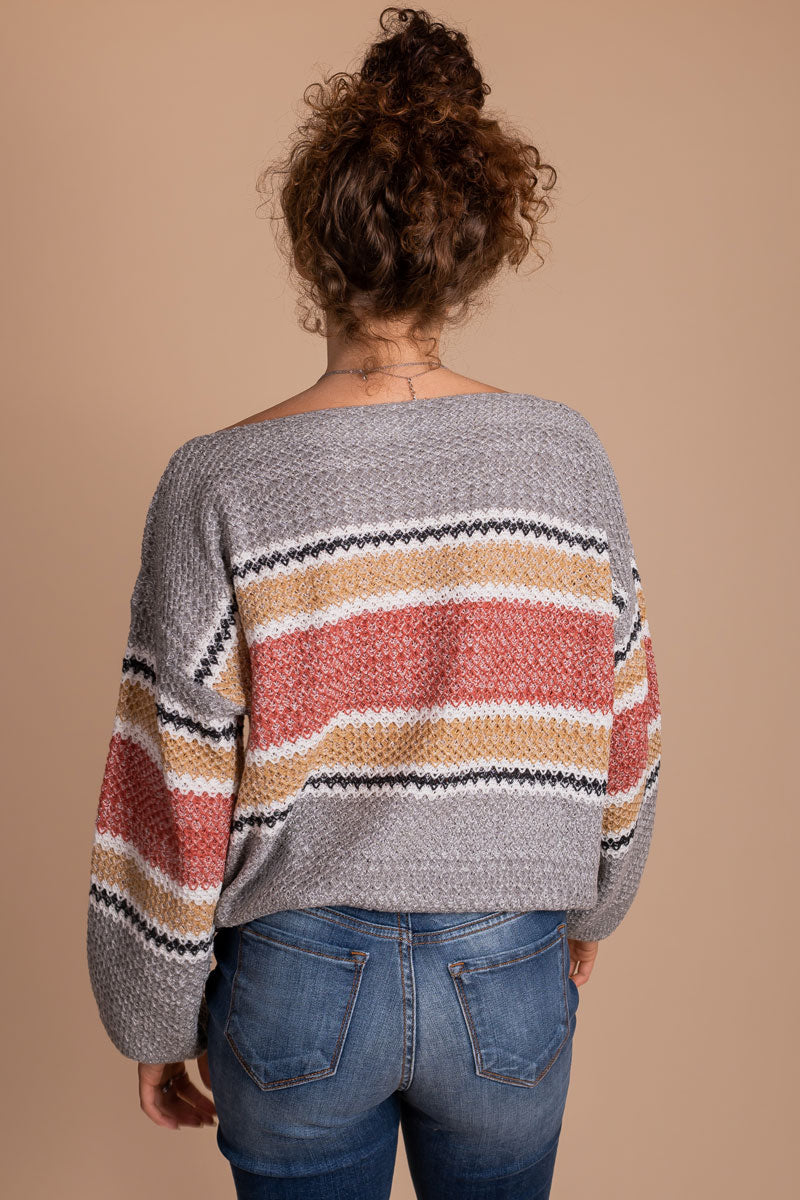 Women's Orange Knit Boutique Sweater