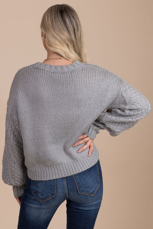 women's fall light gray knit sweater