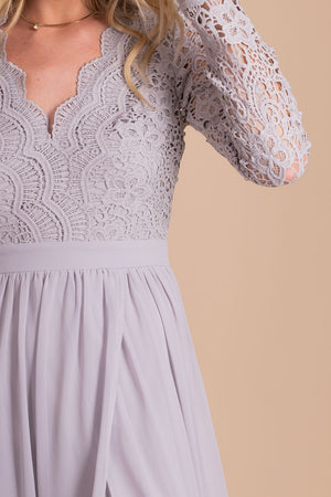 light gray long sleeve maxi dress