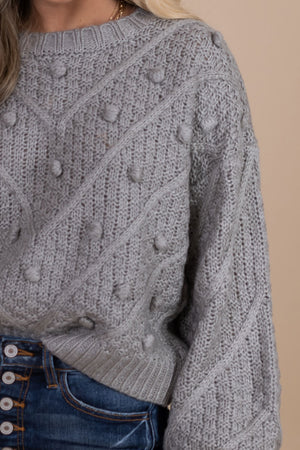 heather gray textured sweater