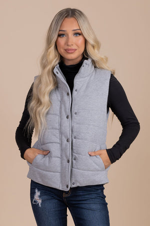 cute and trendy light gray vest for fall and winter