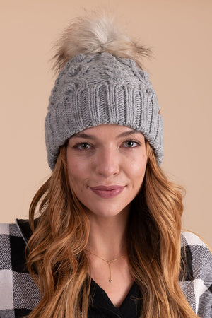 women's light gray knit beanie