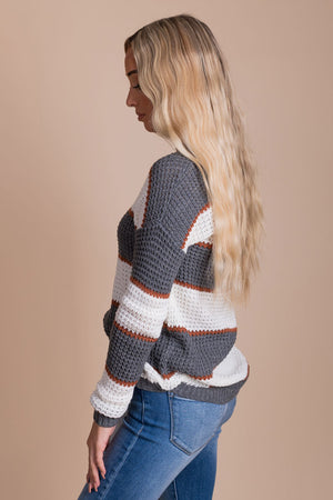 gray striped pullover for fall