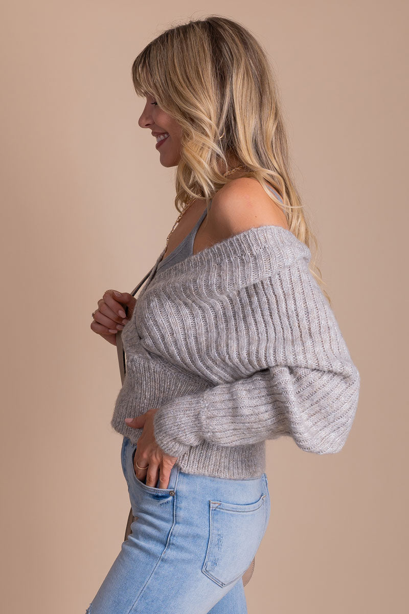 long sleeve soft knit wrap top