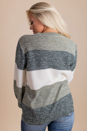 puff sleeve striped sweater