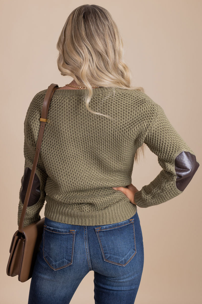 Women's Fall Sweater in Olive Green