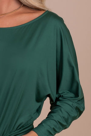 boutique dark green long sleeve dress