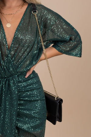 women's dark green special occasion dress