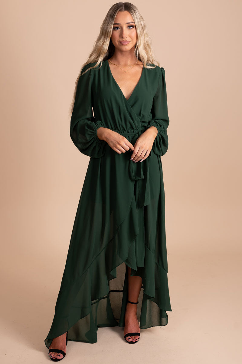 women's special occasion green maxi dress