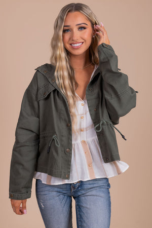 women's dark army green jacket