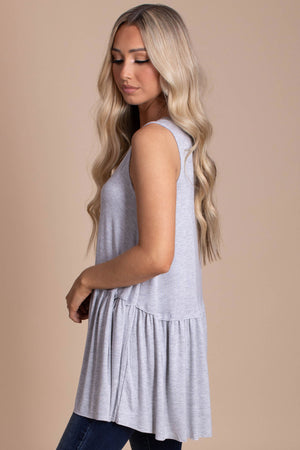 Cute and Comfortable Top in Heather Gray for Women