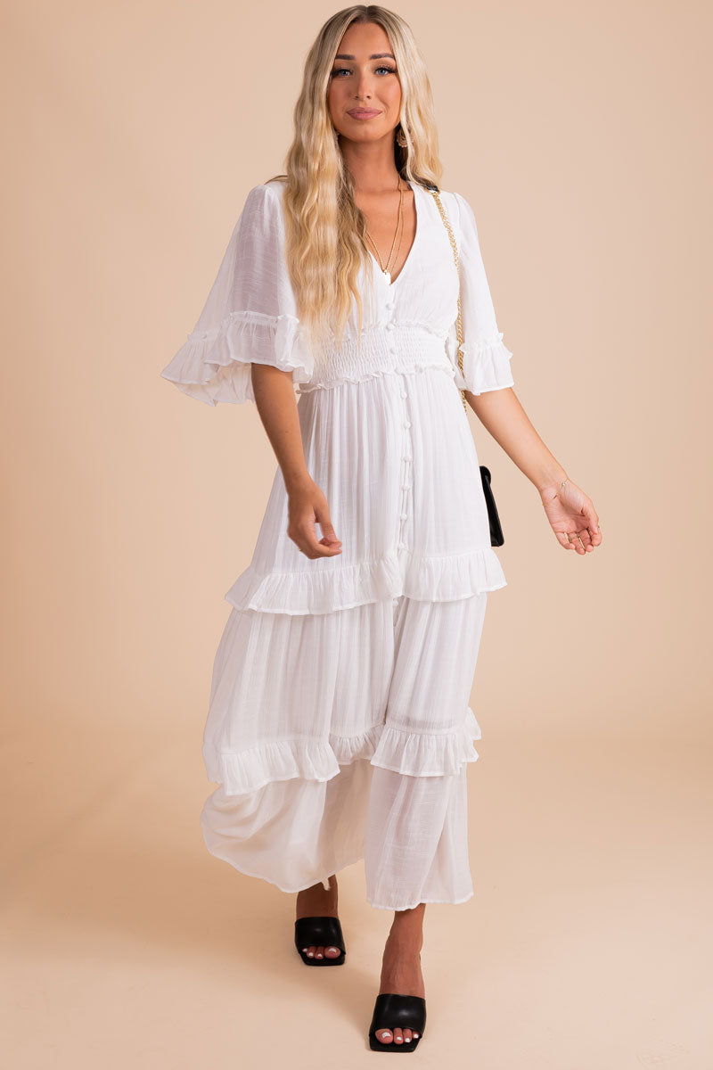 women's boutique white maxi dress