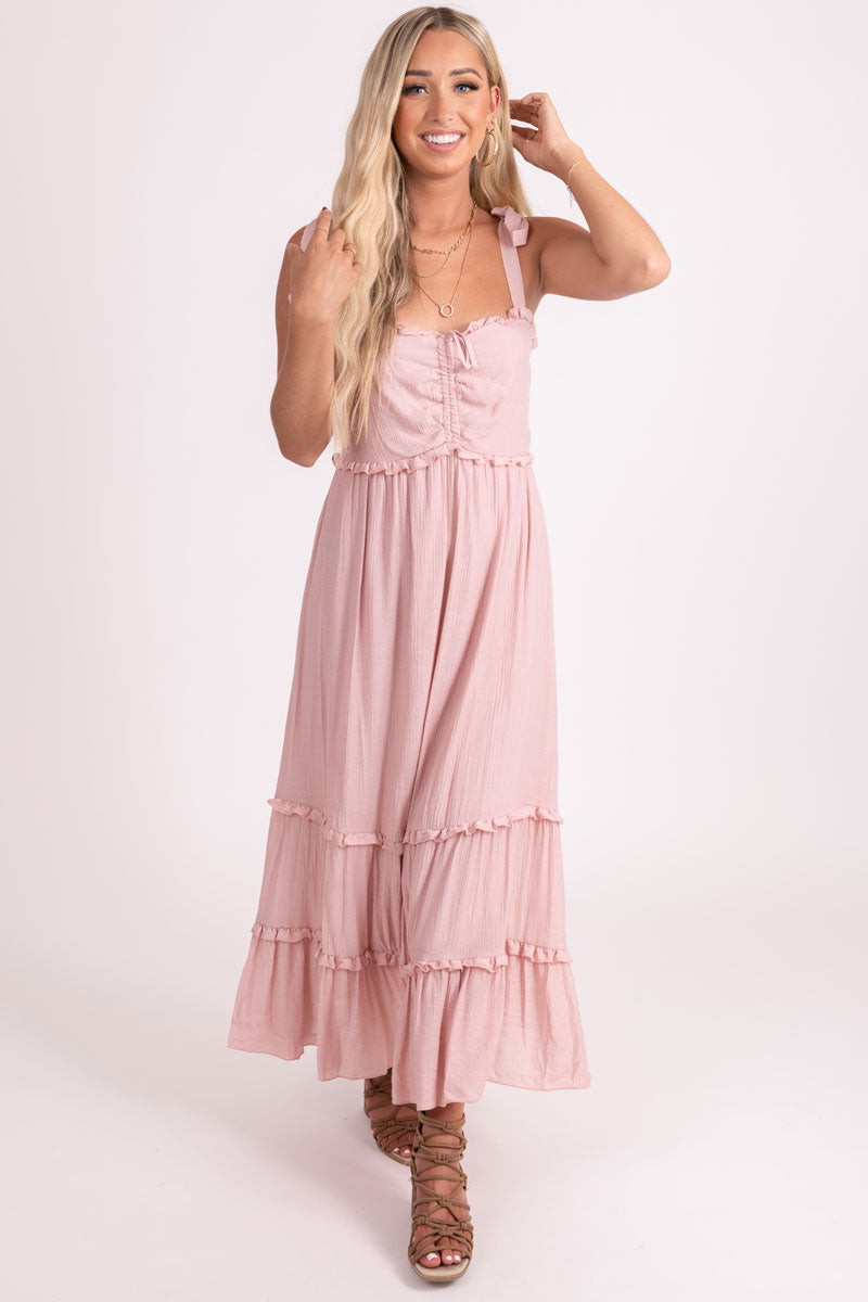 boutique women's pink maxi dress