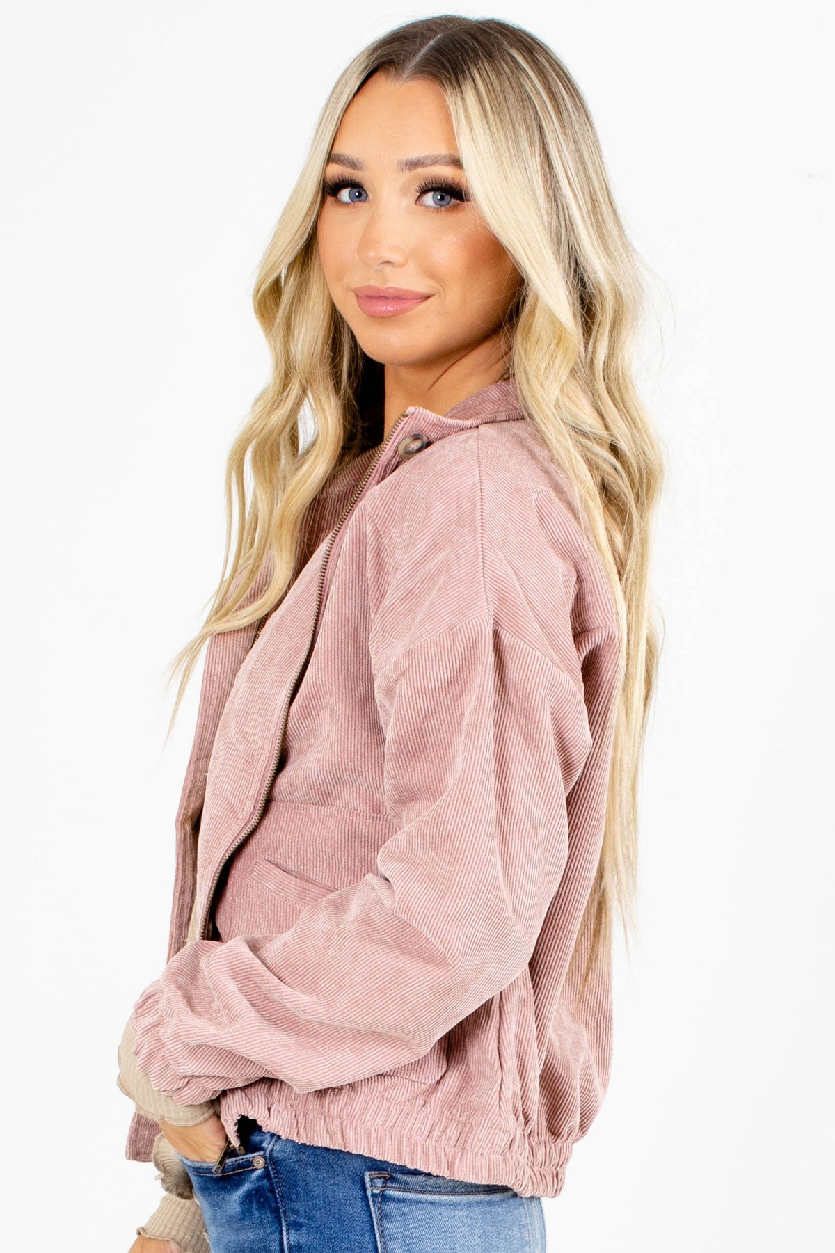 Ribbed pink Boutique Jacket for Women