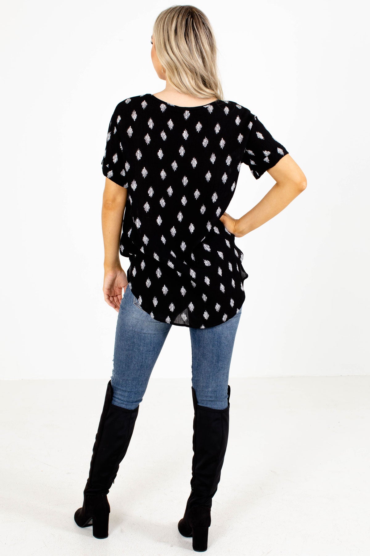 Women's Black Top with Pattern