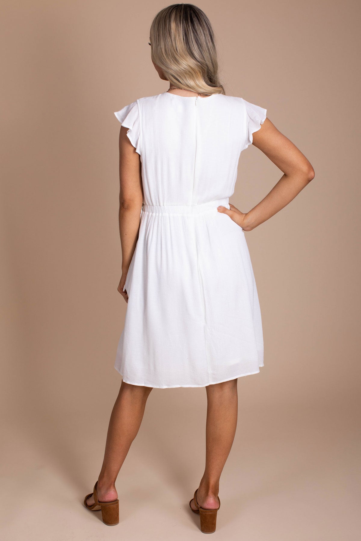 Just My Type Knee-Length Dress - White