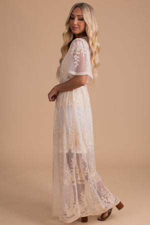Lace Cream and White Dress For Women
