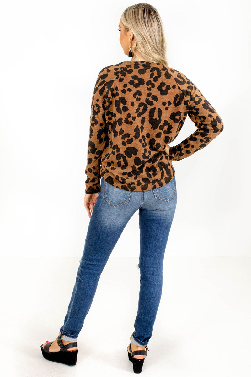 women's boutique leopard print patterned blouse