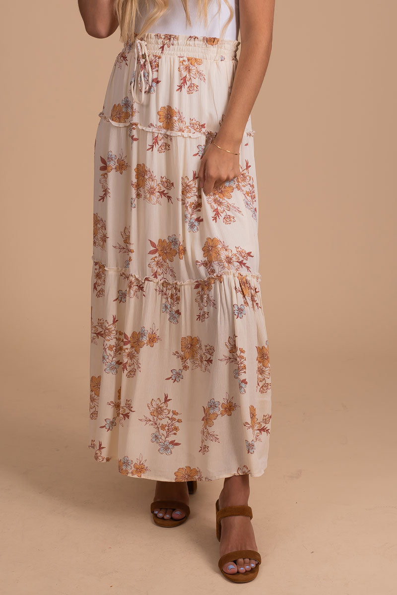 Rosy Glow Floral Maxi Skirt