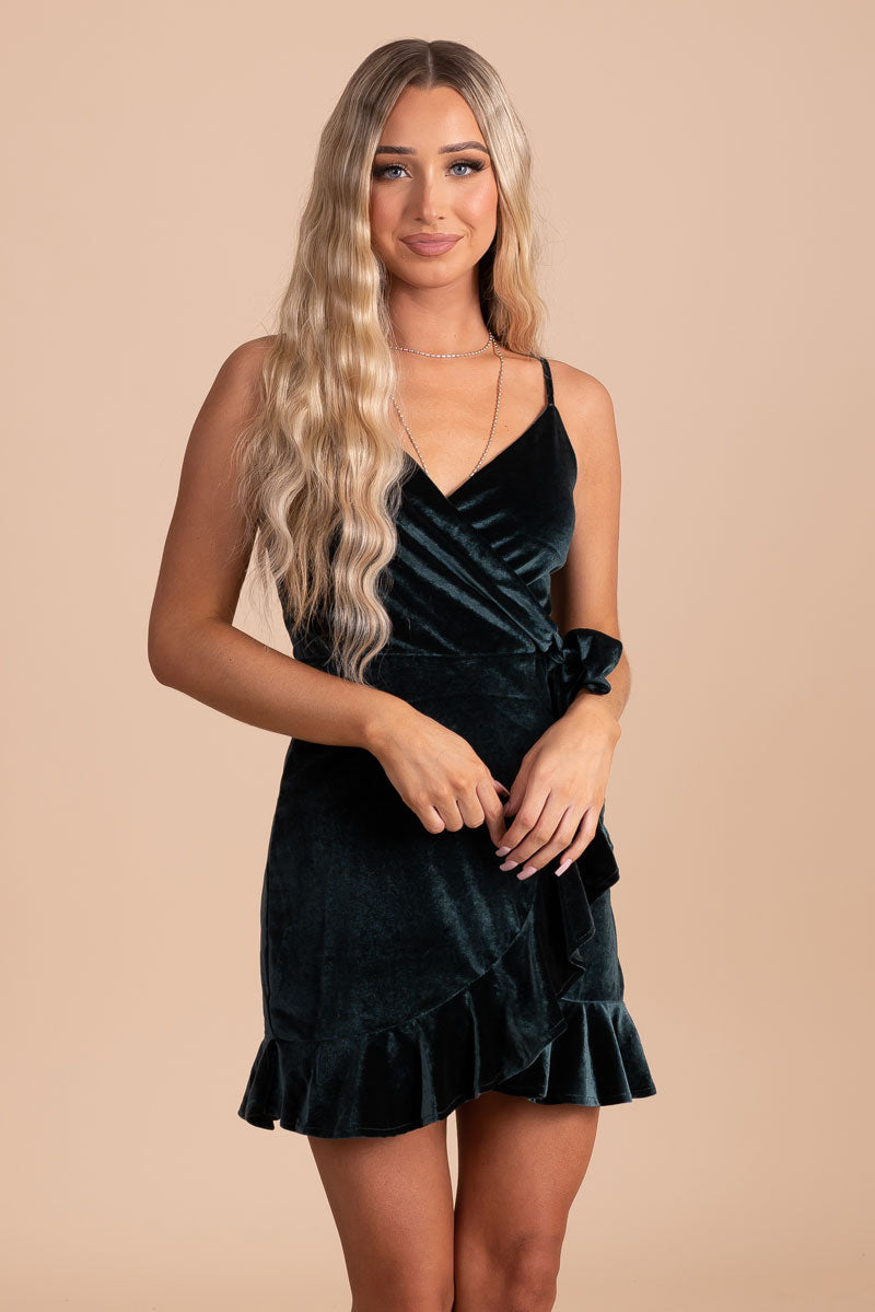 women's boutique velvet mini dress