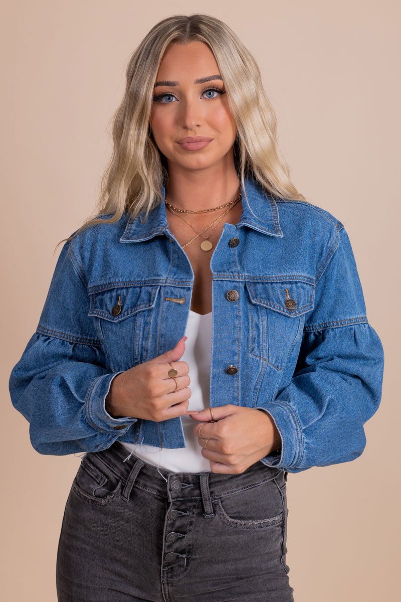 Buy AMEBELLE Jean Jacket for Women Long Puff Sleeve Distressed Crop Denim  Jackets Top(0002-LightBlue-XL-NG) at Amazon.in
