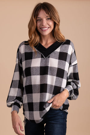 plaid knit pullover for fall and winter