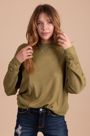 women's boutique green ribbed sweater