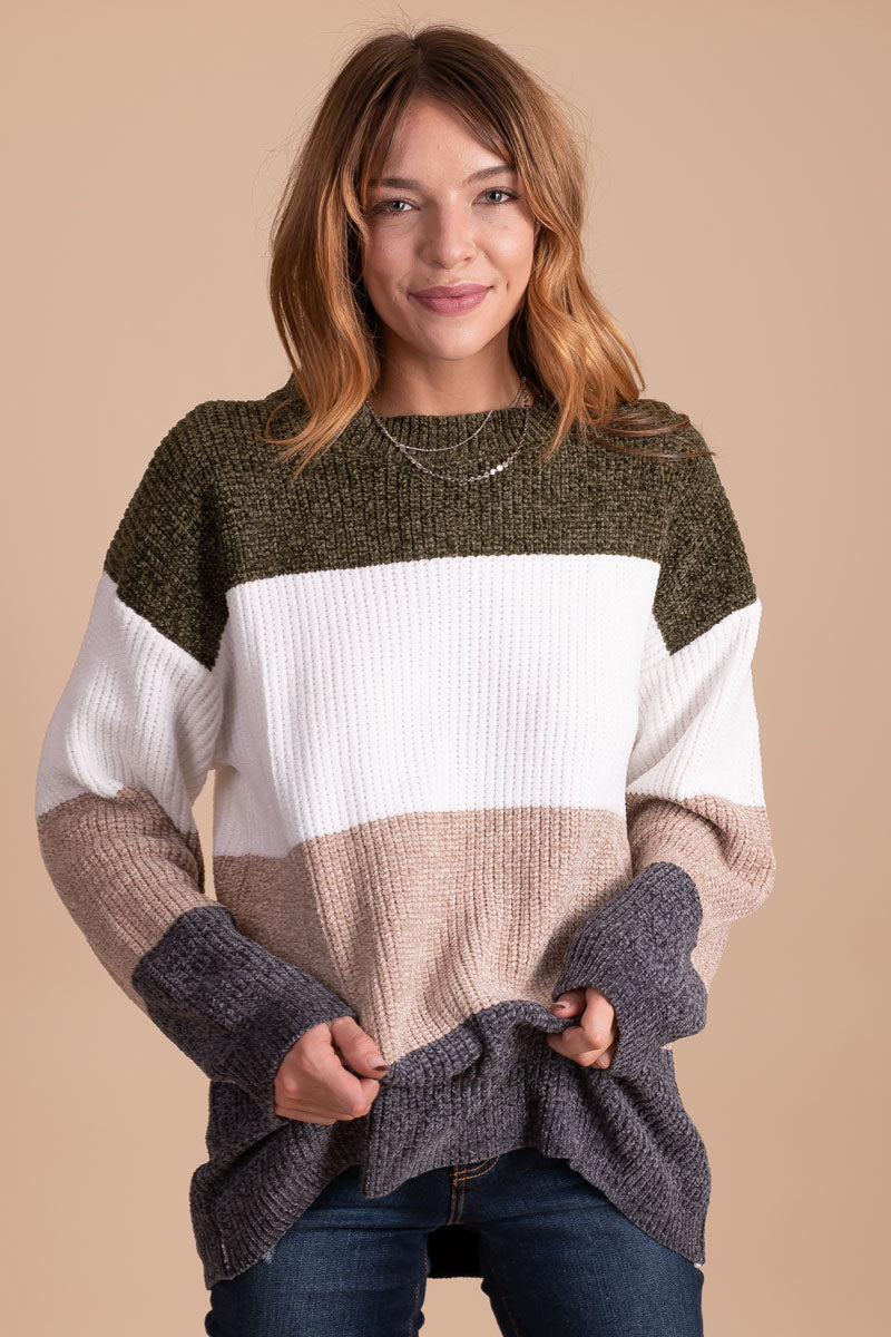 Strike A Deal Knit Pullover Sweater - Green
