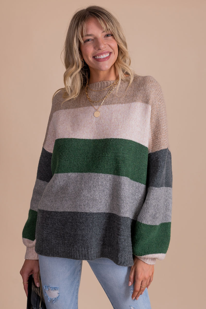 Lazy Days Striped Long Sleeve Pullover