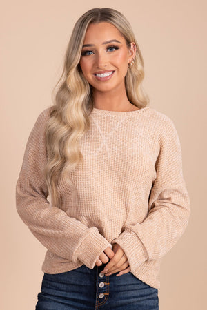 boutique light brown knit sweater