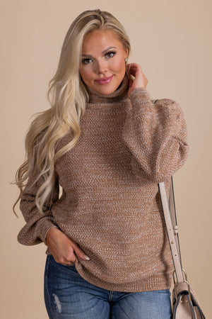 women's turtleneck knit sweater