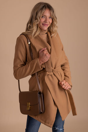 women's brown blazer coat for fall and winter