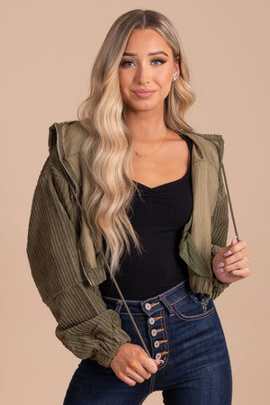 women's drawstring zip up jacket