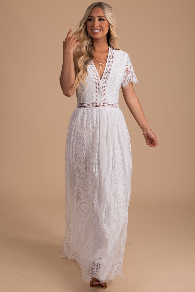 Make Your Heart Race Maxi Dress - White | Women's Boutique Dresses