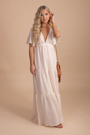 pretty off-white maxi dress