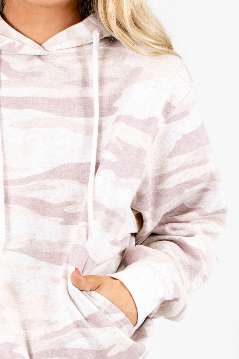 cozy pink camoflage hoodie