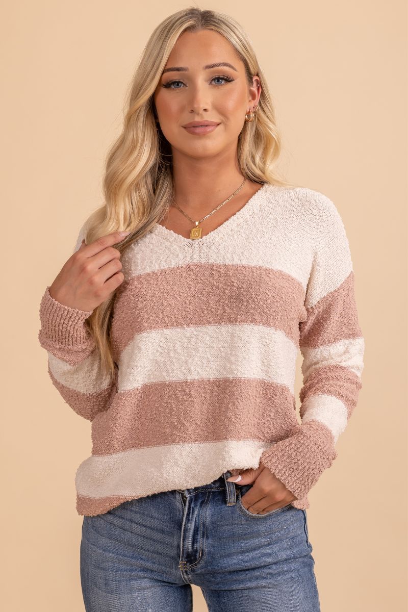 Cozy Retreat Striped V-Neck Sweater