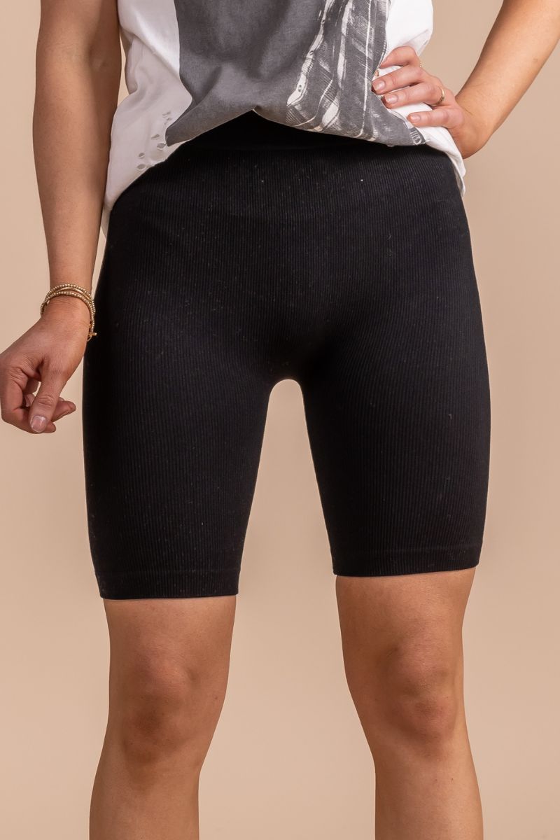 Black High Waisted Boutique Biker Shorts for Women