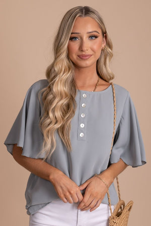 Focus on the Good Button Blouse