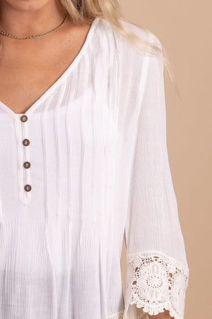 White Cute and Comfortable Boutique Tops for Women