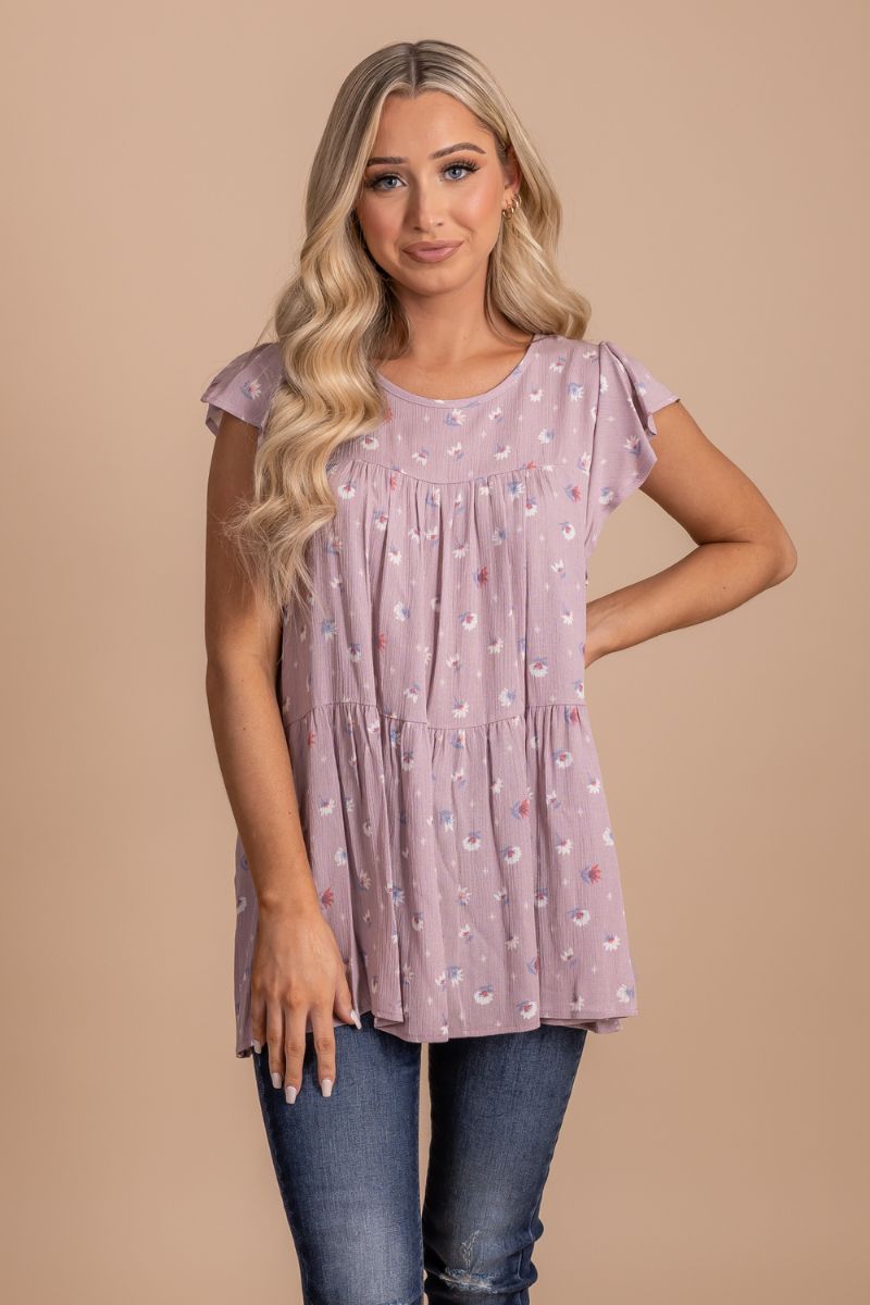 Light Pink Tiered Style Boutique Blouses for Women