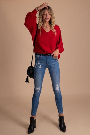 Women's Red Cute and Comfortable Boutique Top