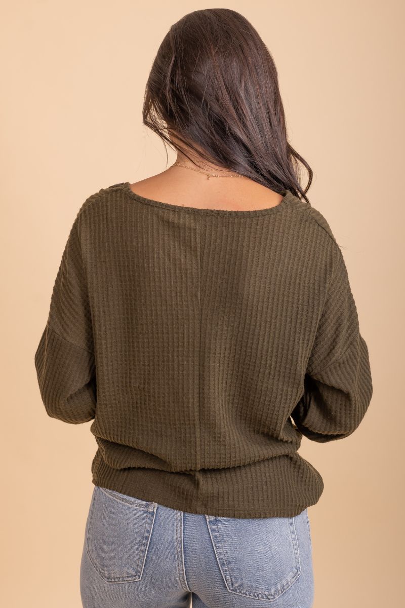 Dark Green Relaxed Fit Boutique Tops for Women