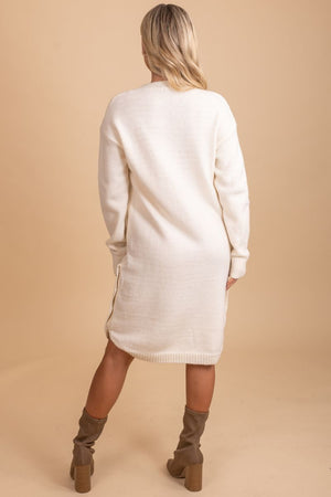 Women's White Knit Sweater Dress