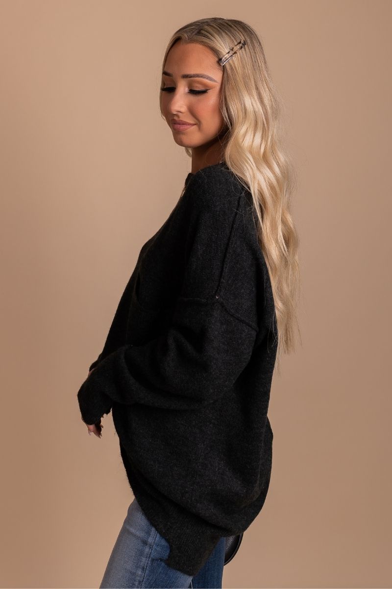 Dark Gray Cute and Comfortable Boutique Sweater