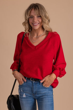 Red High-Quality Boutique Tops for Women