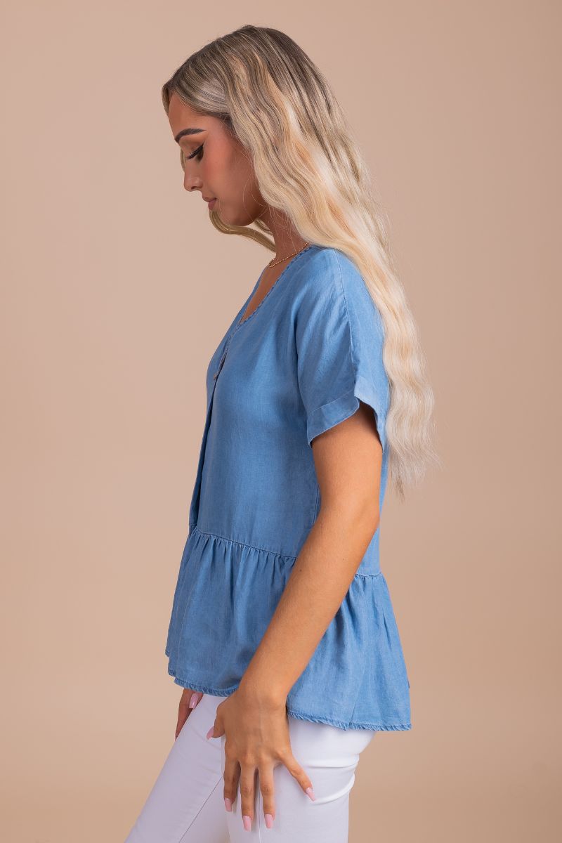 Women's Blue Cute and Comfortable Boutique Top